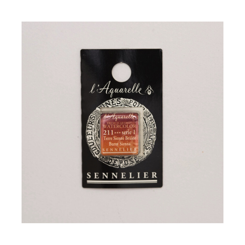 l’Aquarelle watercolor paint half pan - Sennelier - 211, Burnt Sienna