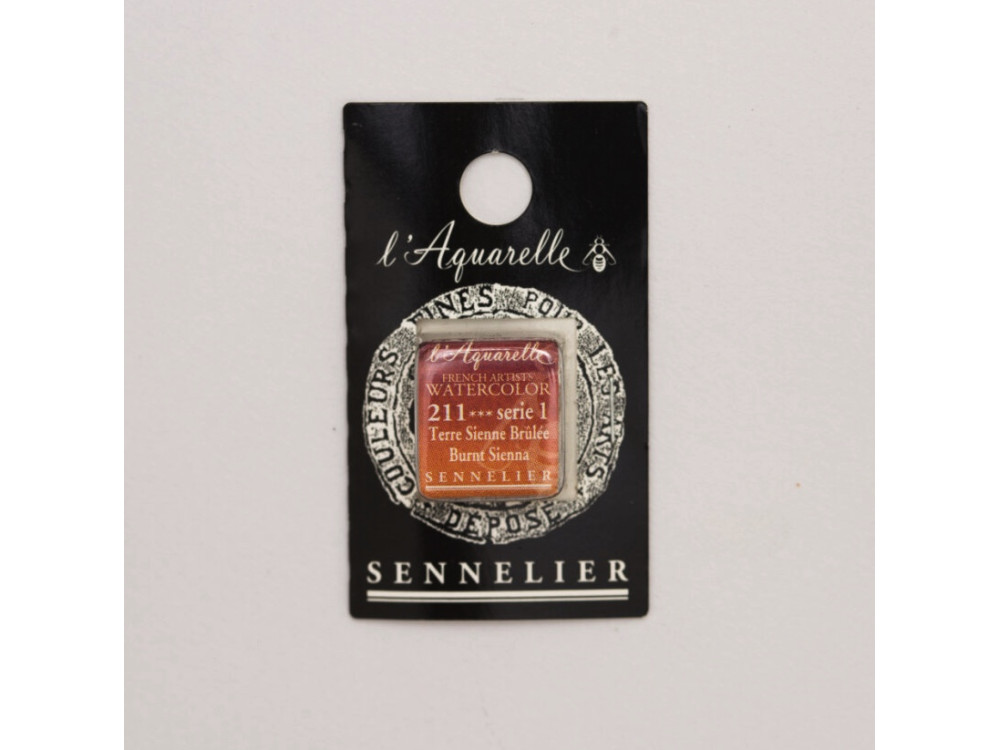 l’Aquarelle watercolor paint half pan - Sennelier - 211 Burnt Sienna