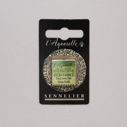 l’Aquarelle watercolor paint half pan - Sennelier - 213, Green Earth