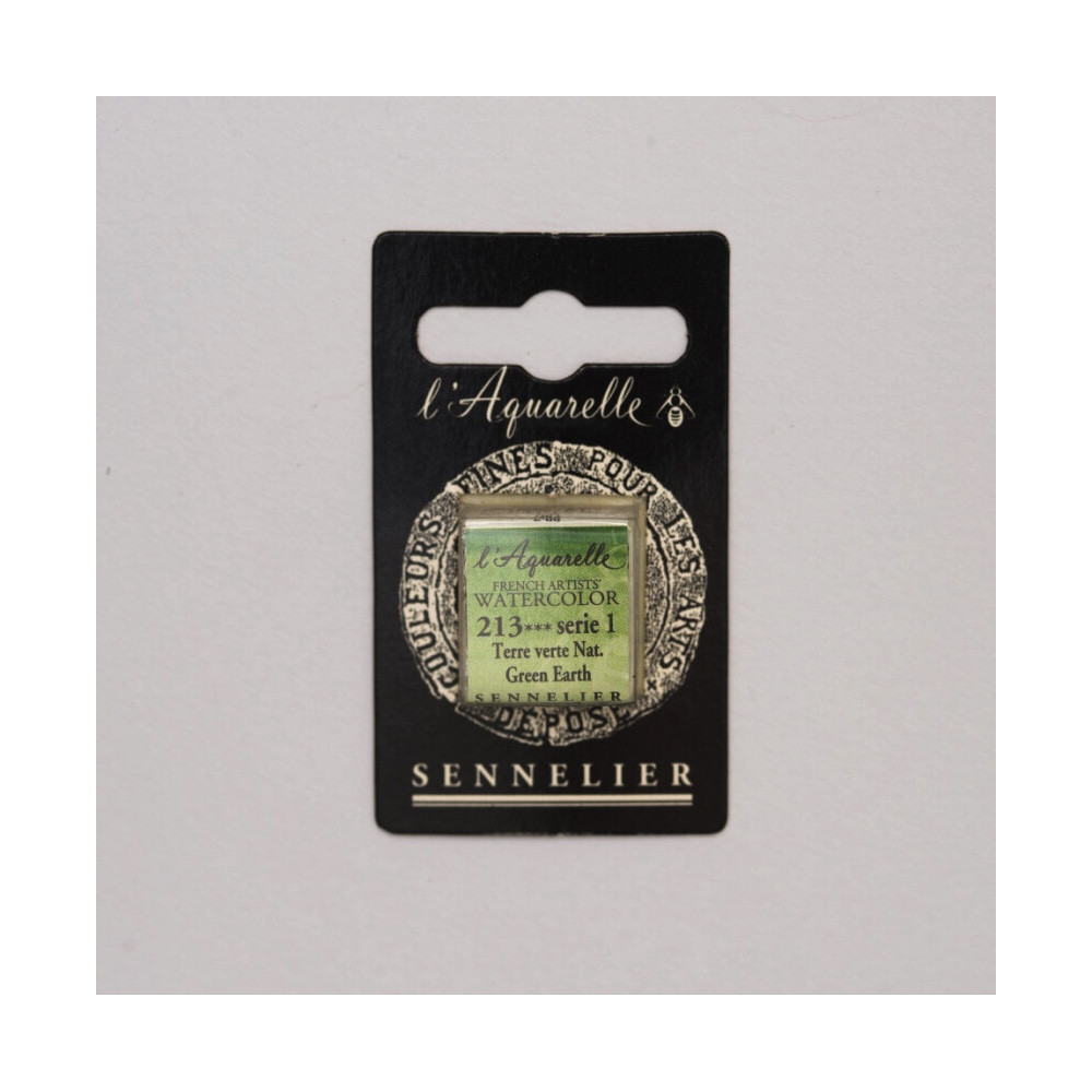 l’Aquarelle watercolor paint half pan - Sennelier - 213, Green Earth