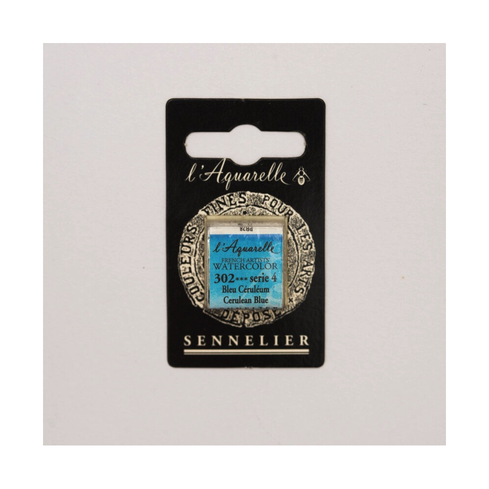 Farba akwarelowa w półkostce l’Aquarelle - Sennelier - 302, Cerulean Blue
