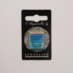 l’Aquarelle watercolor paint half pan - Sennelier - 305, Cerulean Blue Red Shade