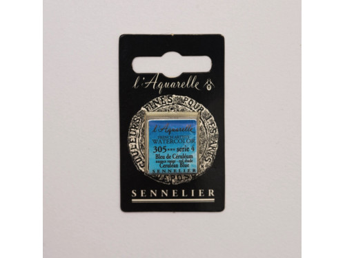 Farba akwarelowa w półkostce l’Aquarelle - Sennelier - 305, Cerulean Blue Red Shade