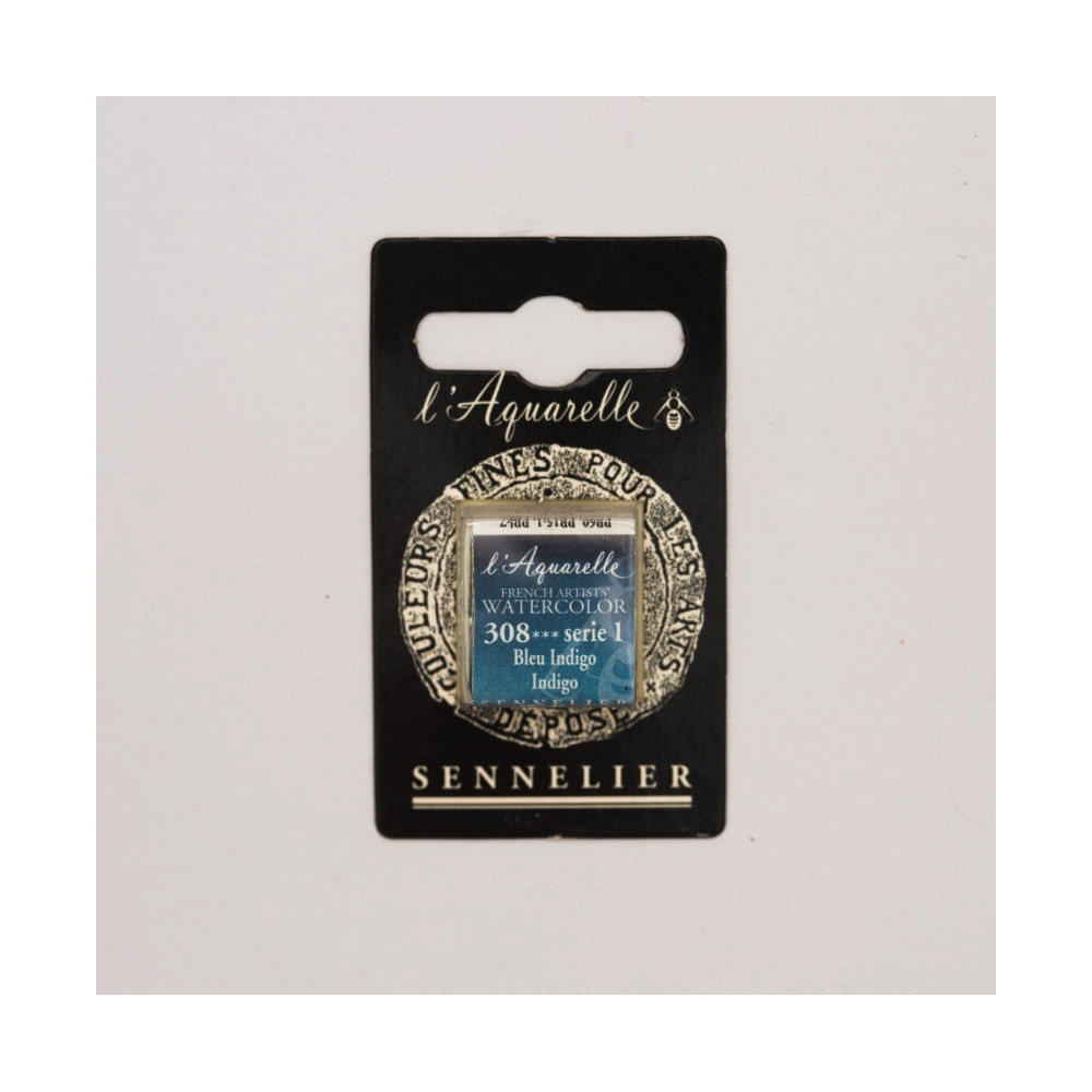 l’Aquarelle watercolor paint half pan - Sennelier - 308, Indigo
