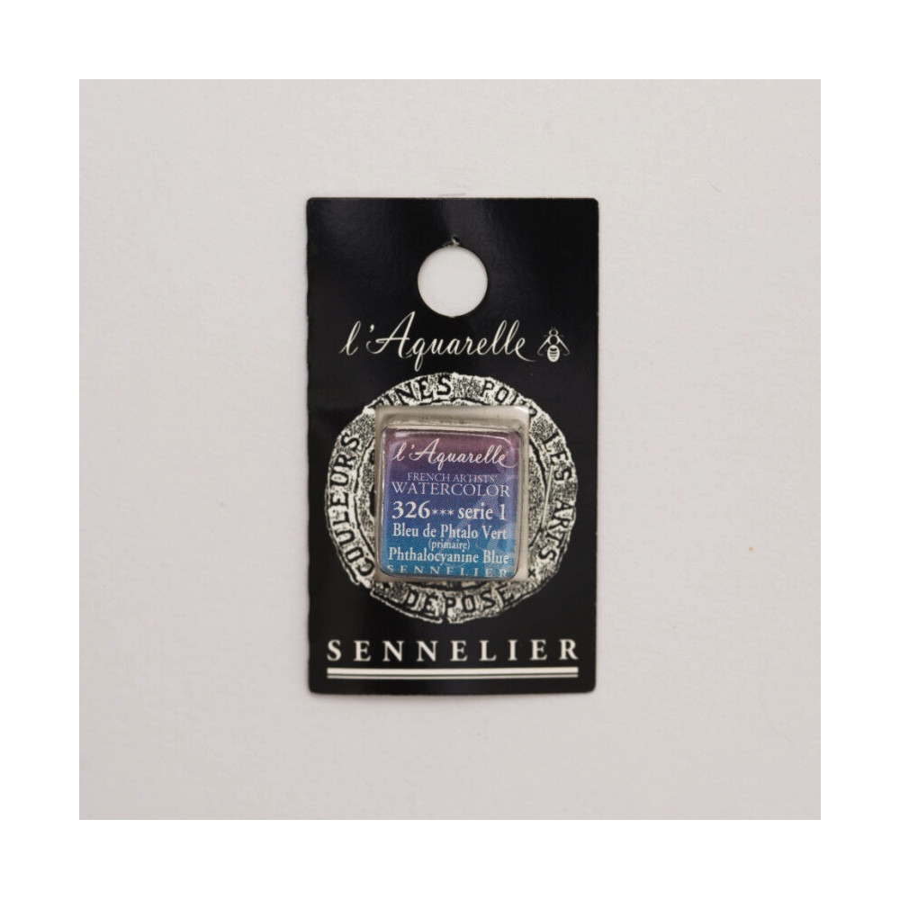 l’Aquarelle watercolor paint half pan - Sennelier - 326, Phthalocyanine Blue