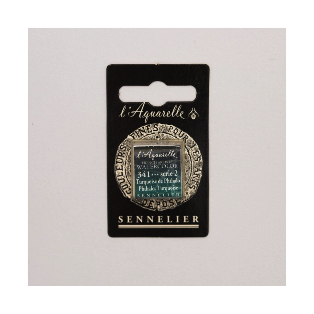 Farba akwarelowa w półkostce l’Aquarelle - Sennelier - 341, Phthalo Turquoise