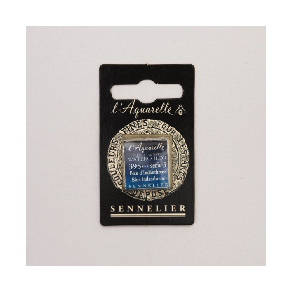 l’Aquarelle watercolor paint half pan - Sennelier - 395, Blue Indanthrene