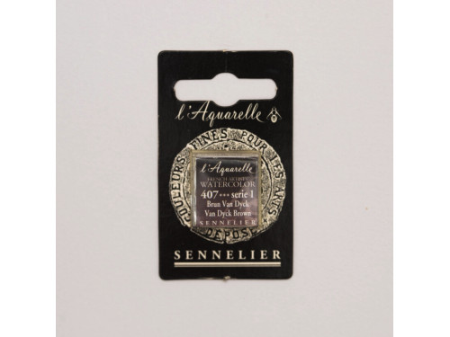 l’Aquarelle watercolor paint half pan - Sennelier - 407, Van Dyck Brown