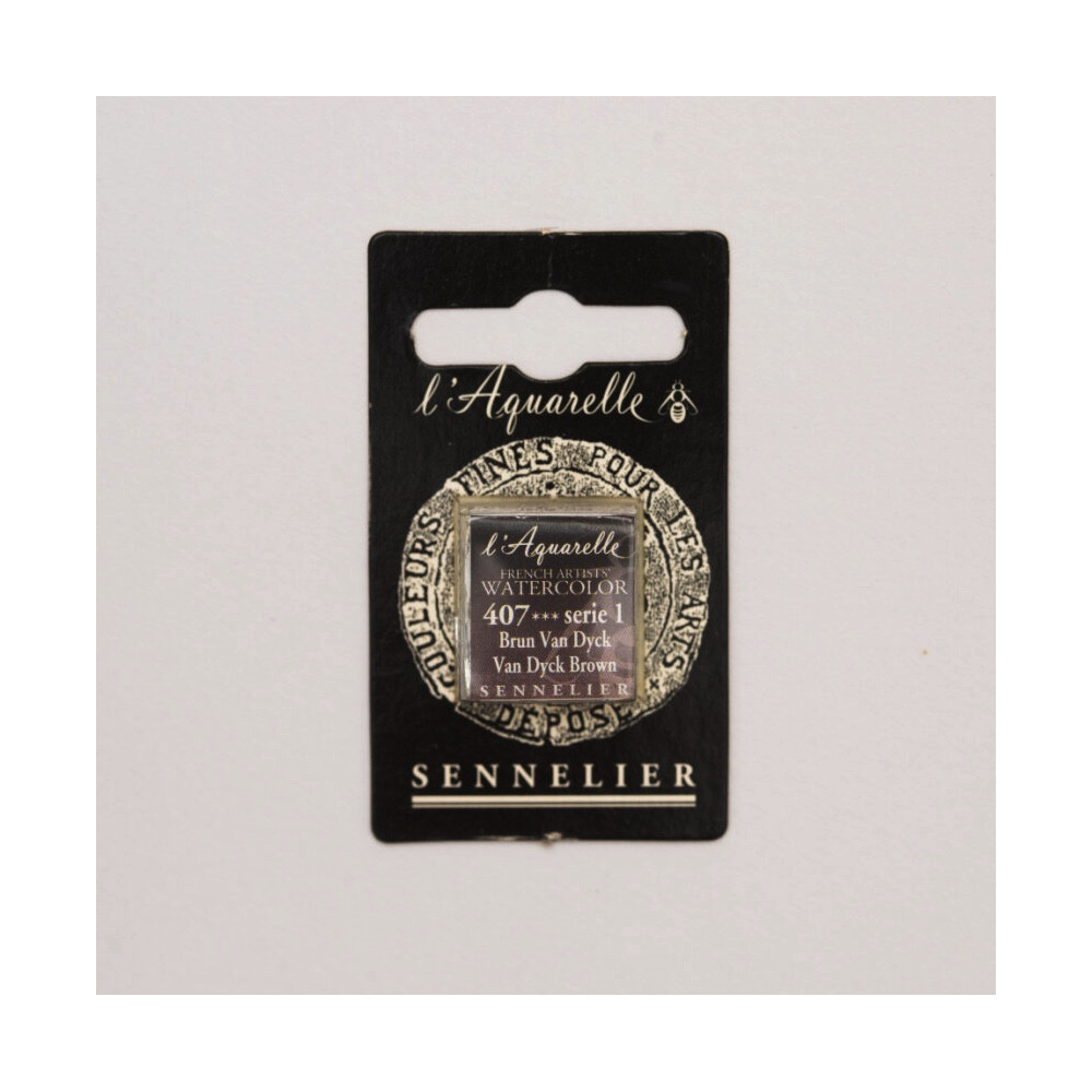 l’Aquarelle watercolor paint half pan - Sennelier - 407, Van Dyck Brown