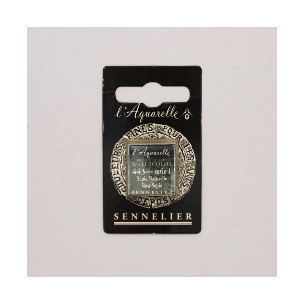 l’Aquarelle watercolor paint half pan - Sennelier - 443, Raw Sepia
