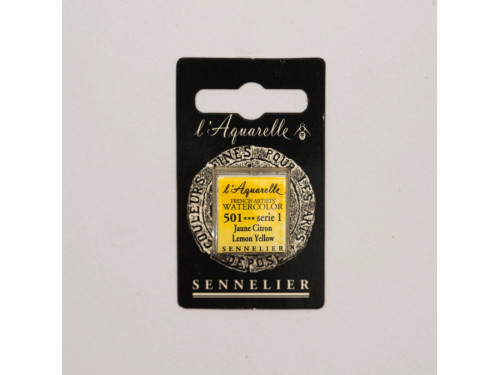 Farba akwarelowa w półkostce l’Aquarelle - Sennelier - 501, Lemon Yellow