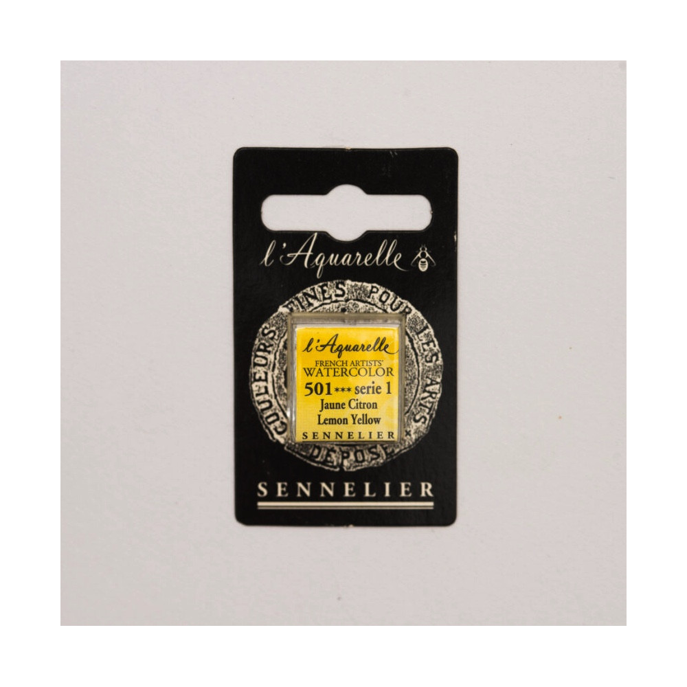 Farba akwarelowa w półkostce l’Aquarelle - Sennelier - 501, Lemon Yellow