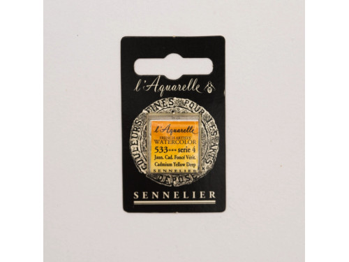 l’Aquarelle watercolor paint half pan - Sennelier - 533, Cadmium Yellow Deep
