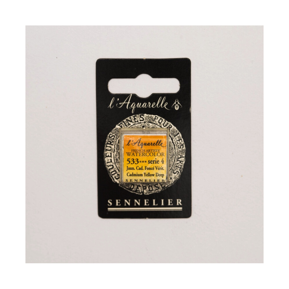 l’Aquarelle watercolor paint half pan - Sennelier - 533, Cadmium Yellow Deep