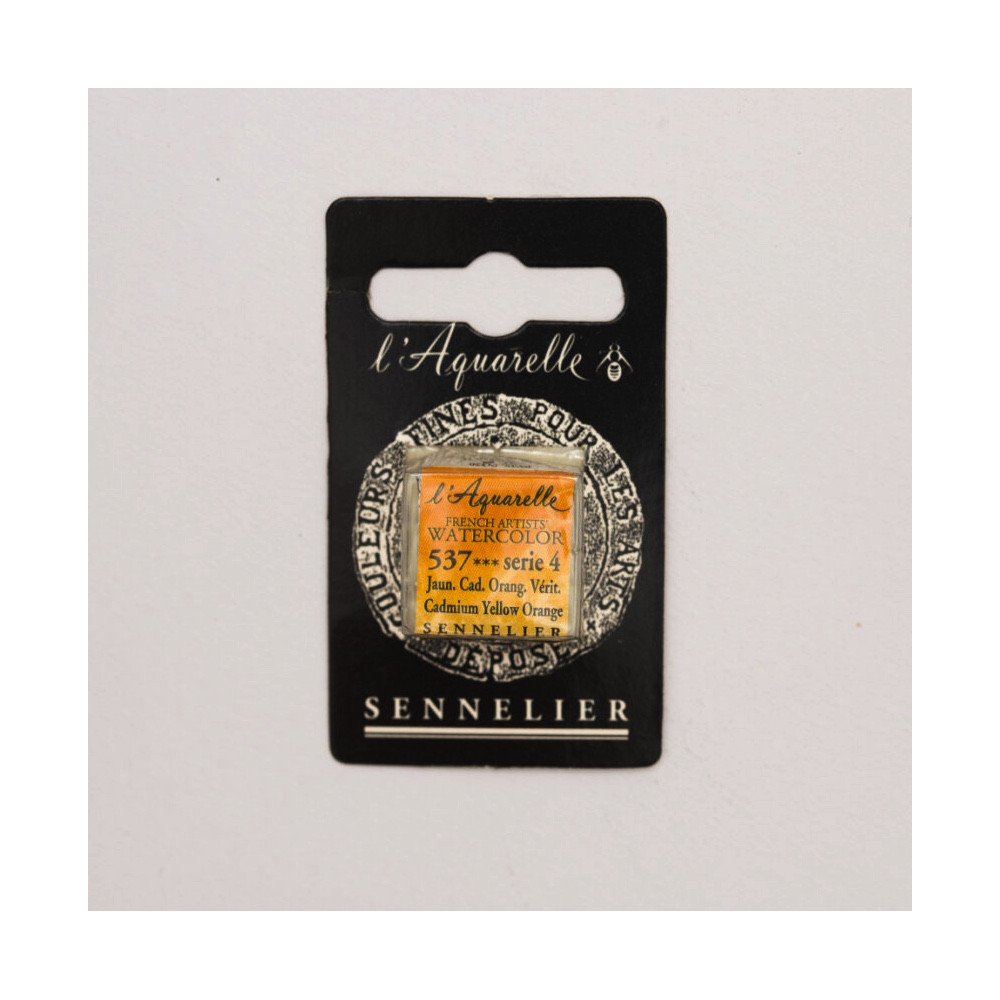 l’Aquarelle watercolor paint half pan - Sennelier - 537, Cadmium Yellow Orange