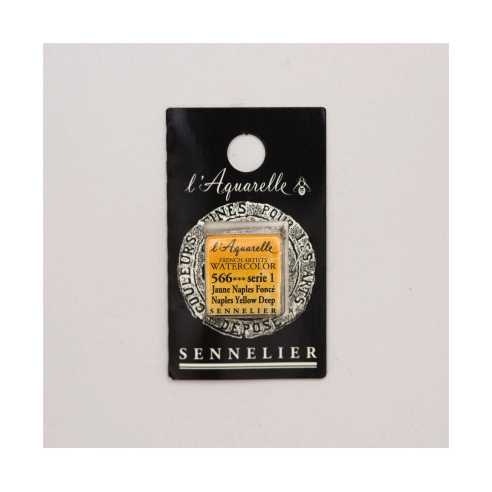 l’Aquarelle watercolor paint half pan - Sennelier - 566, Naples Yellow Deep