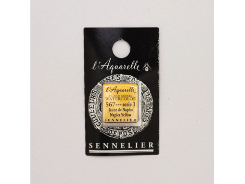 l’Aquarelle watercolor paint half pan - Sennelier - 567, Naples Yellow
