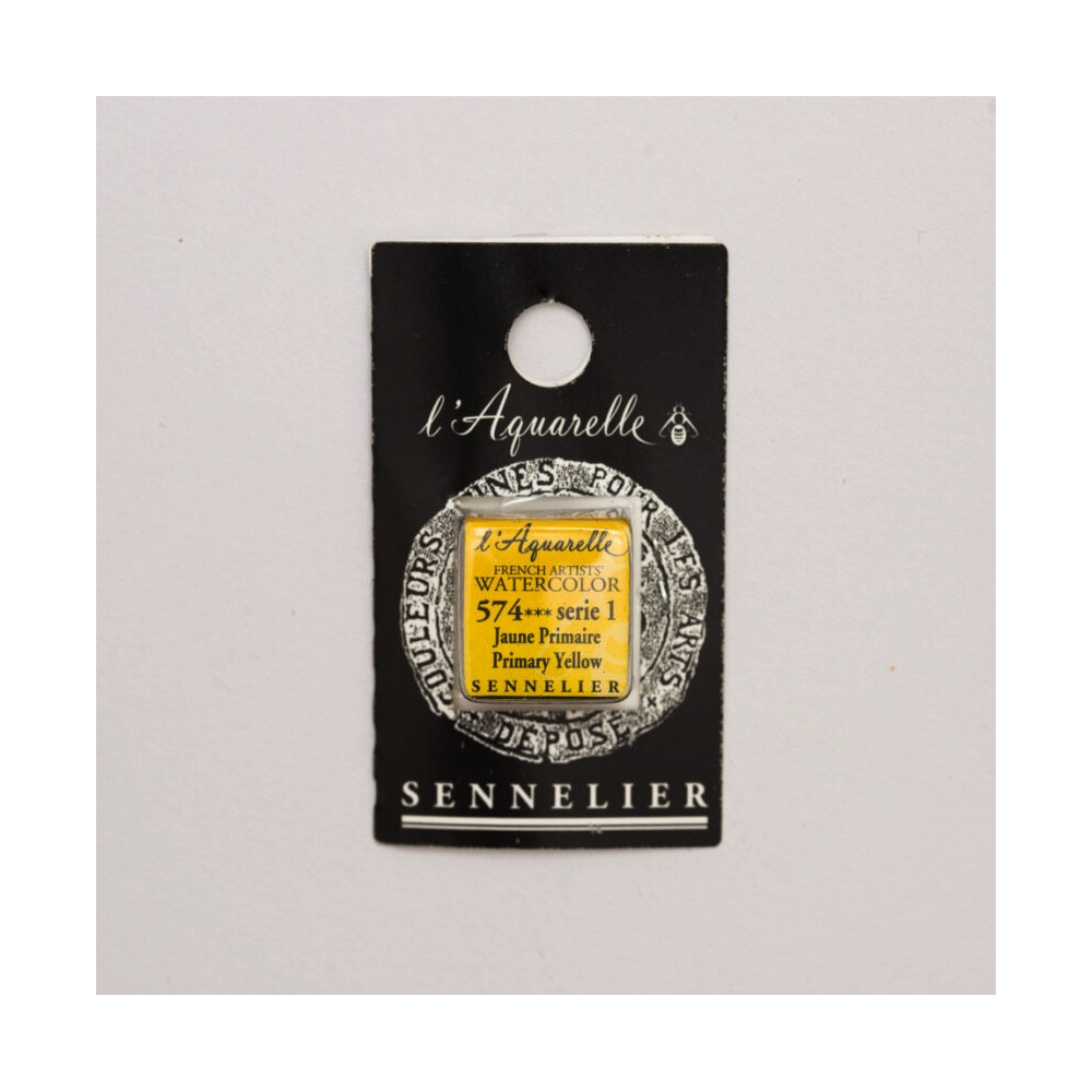 Farba akwarelowa w półkostce l’Aquarelle - Sennelier - 574, Primary Yellow