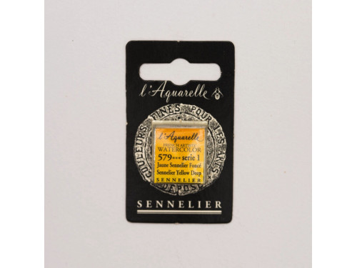 l’Aquarelle watercolor paint half pan - Sennelier - 579, Sennelier Yellow Deep