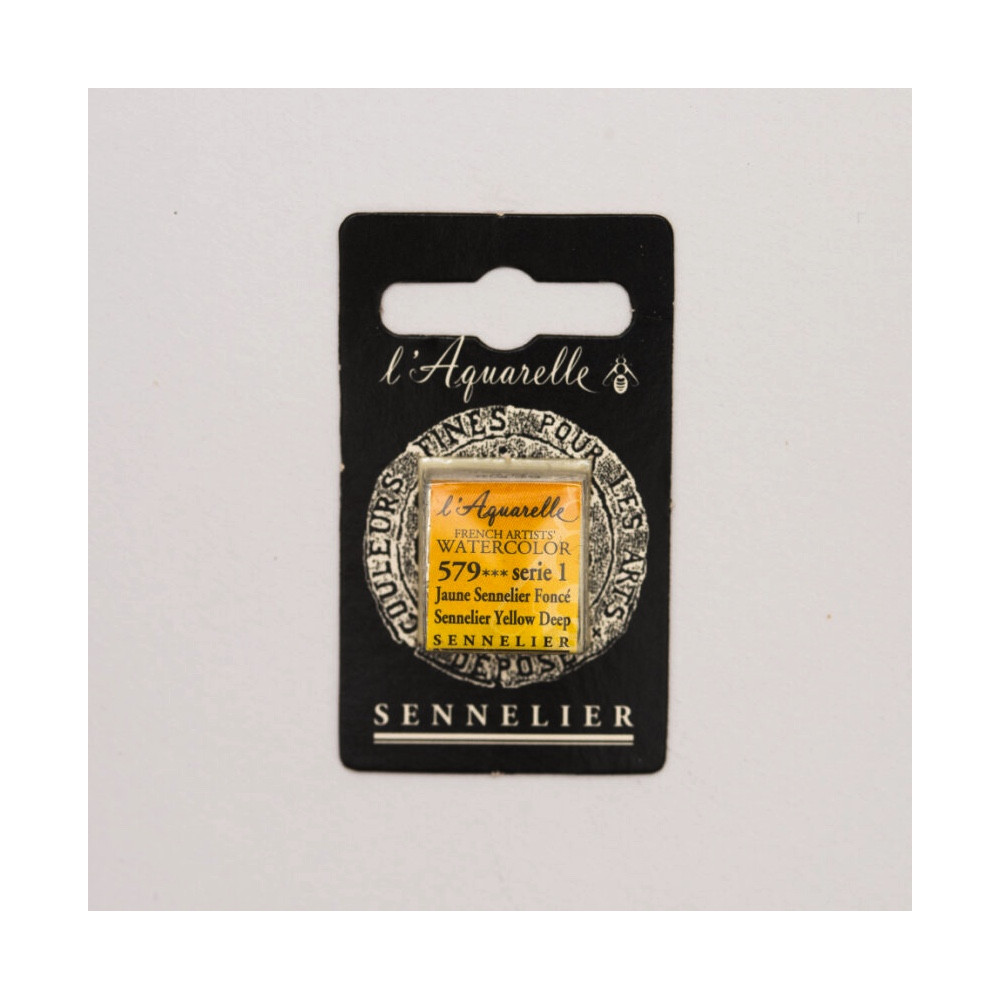 l’Aquarelle watercolor paint half pan - Sennelier - 579, Sennelier Yellow Deep