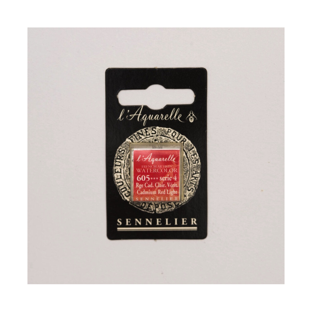 l’Aquarelle watercolor paint half pan - Sennelier - 605, Cadmium Red Light
