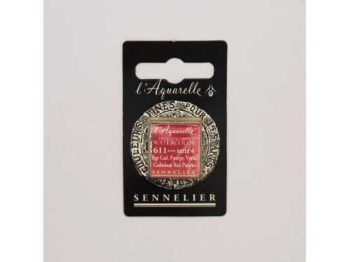 l’Aquarelle watercolor paint half pan - Sennelier - 611, Cadmium Red Purple