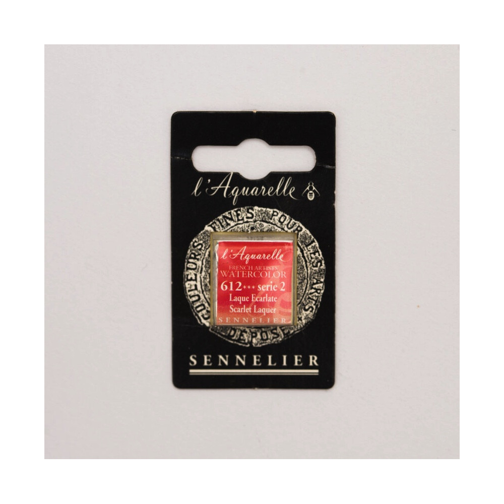 l’Aquarelle watercolor paint half pan - Sennelier - 612, Scarlet Laquer
