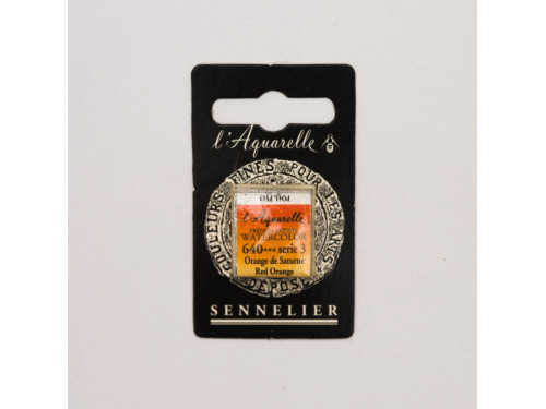 Farba akwarelowa w półkostce l’Aquarelle - Sennelier - 640, Red Orange