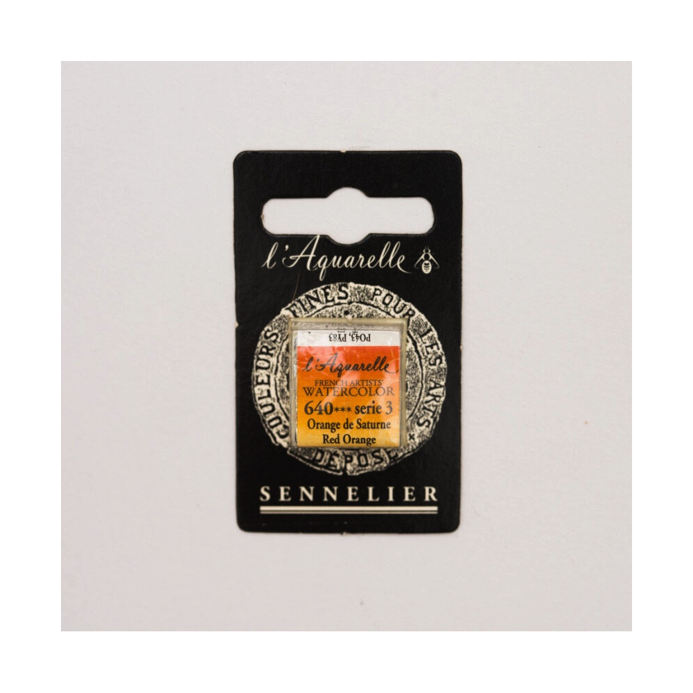 l’Aquarelle watercolor paint half pan - Sennelier - 640, Red Orange
