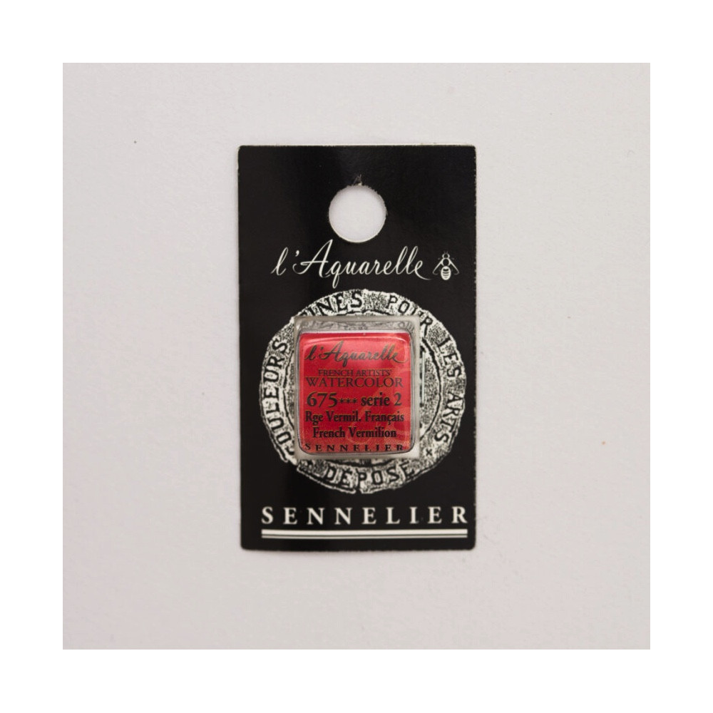 l’Aquarelle watercolor paint half pan - Sennelier - 675, French Vermilion