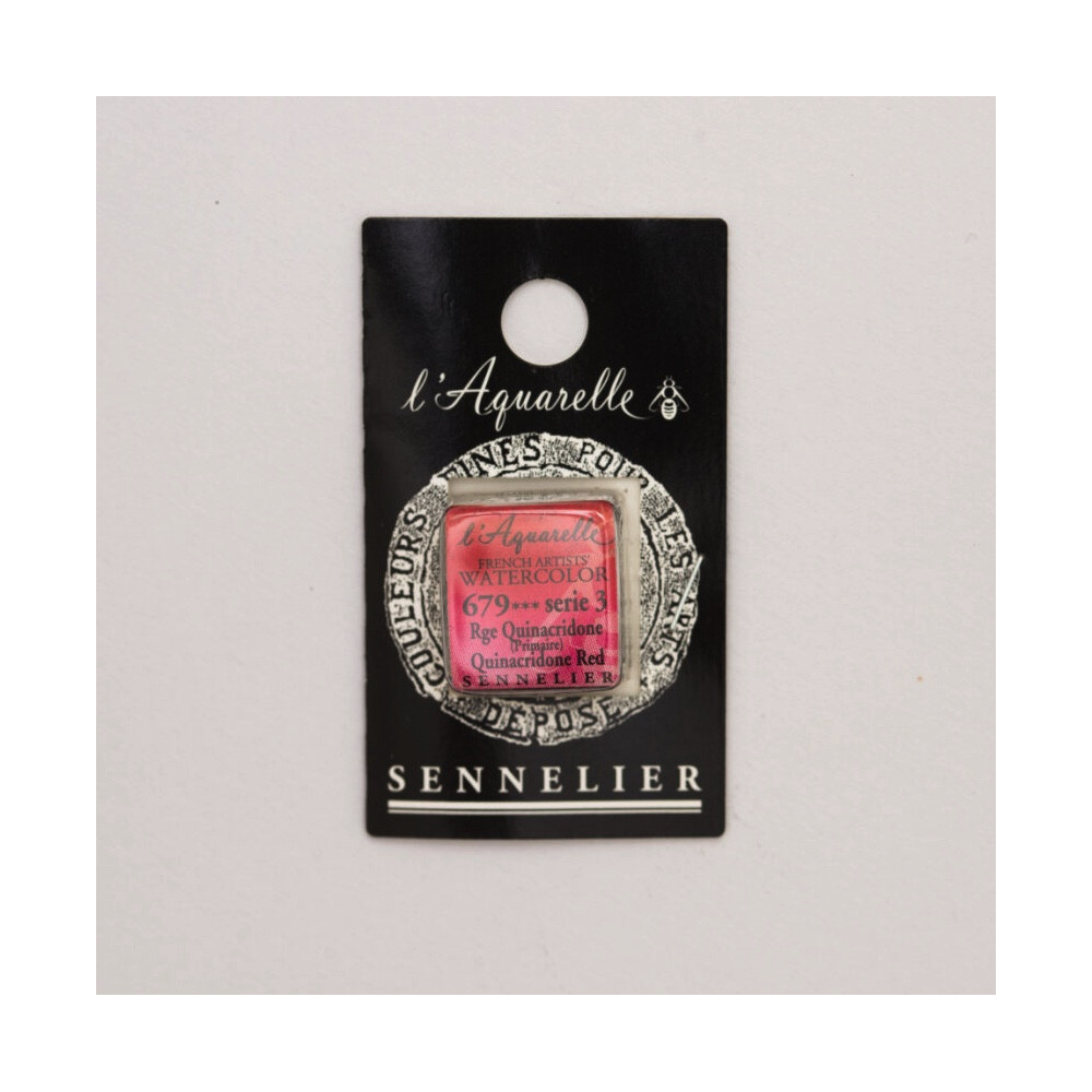 Farba akwarelowa w półkostce l’Aquarelle - Sennelier - 679, Quinacridone Red