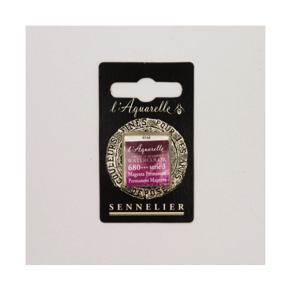 l’Aquarelle watercolor paint half pan - Sennelier - 680, Permanent Magenta