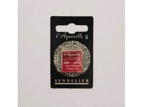 l’Aquarelle watercolor paint half pan - Sennelier - 688, Crimson Lake