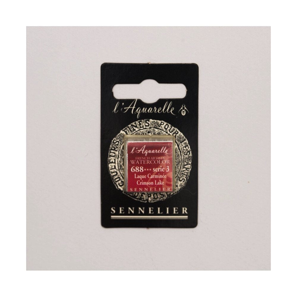 l’Aquarelle watercolor paint half pan - Sennelier - 688, Crimson Lake