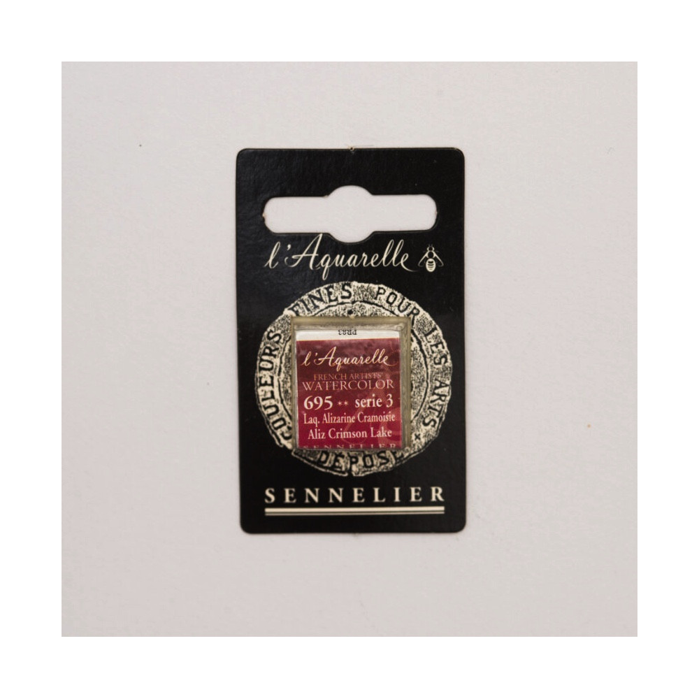 l’Aquarelle watercolor paint half pan - Sennelier - 695, Alizarin Crimson Lake
