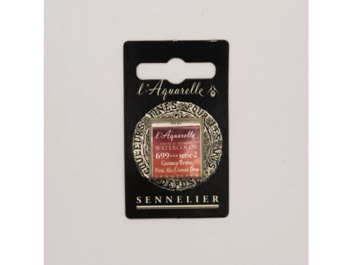 Farba akwarelowa w półkostce l’Aquarelle - Sennelier - 699, Permanent Alizarin Crimson Deep