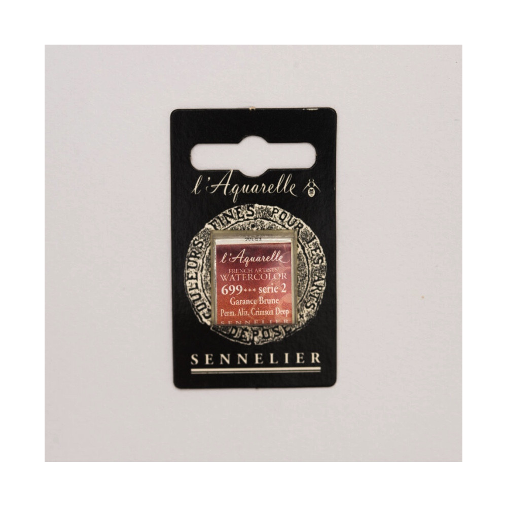 Farba akwarelowa w półkostce l’Aquarelle - Sennelier - 699, Permanent Alizarin Crimson Deep