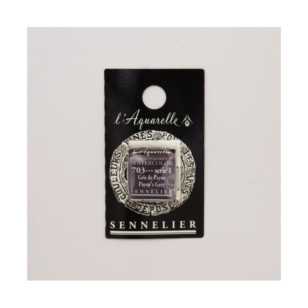 l’Aquarelle watercolor paint half pan - Sennelier - 703, Payne's Grey