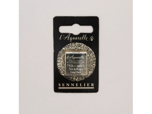 l’Aquarelle watercolor paint half pan - Sennelier - 753, Lamp Black