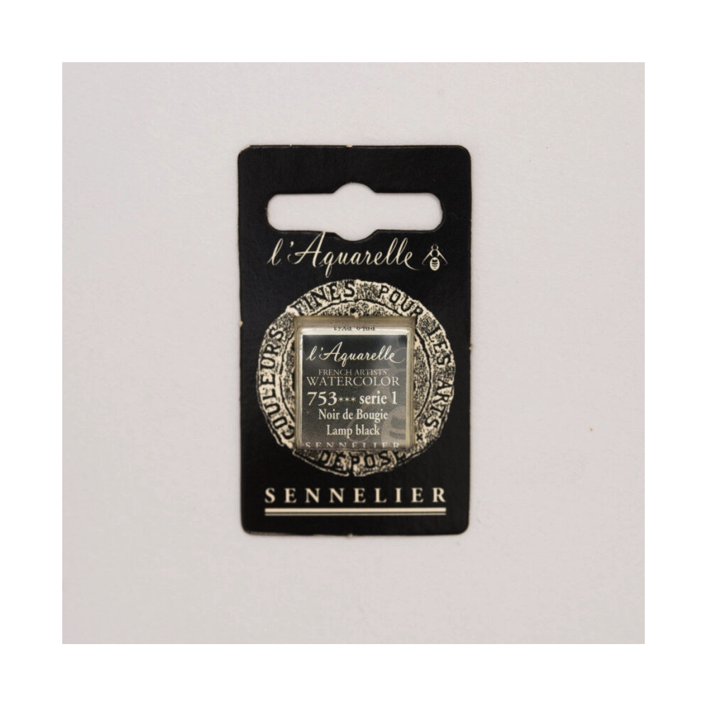 l’Aquarelle watercolor paint half pan - Sennelier - 753, Lamp Black
