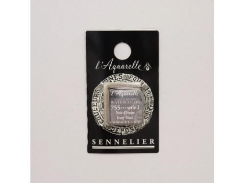 l’Aquarelle watercolor paint half pan - Sennelier - 755, Ivory Black