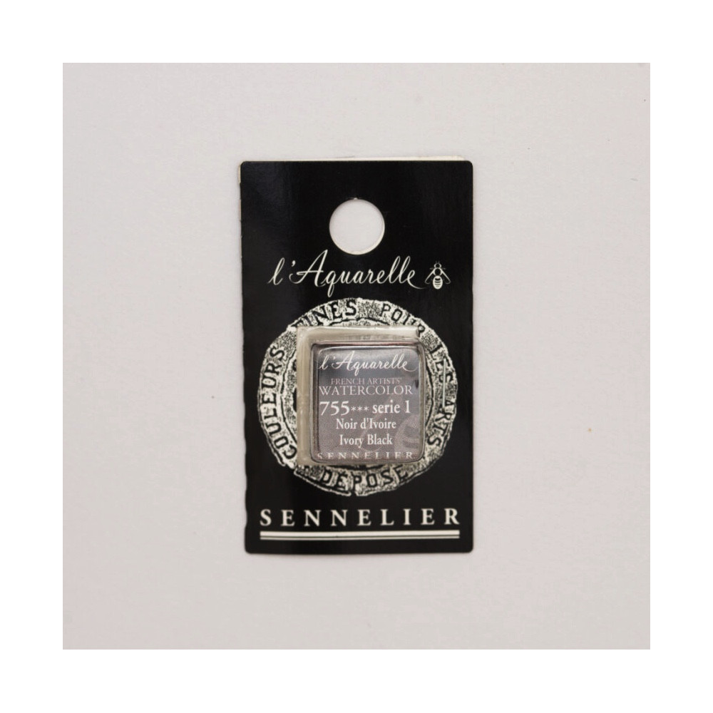 Farba akwarelowa w półkostce l’Aquarelle - Sennelier - 755, Ivory Black
