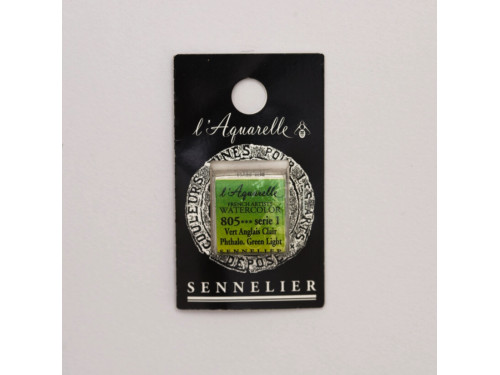 l’Aquarelle watercolor paint half pan - Sennelier - 805, Phthalo Green Light