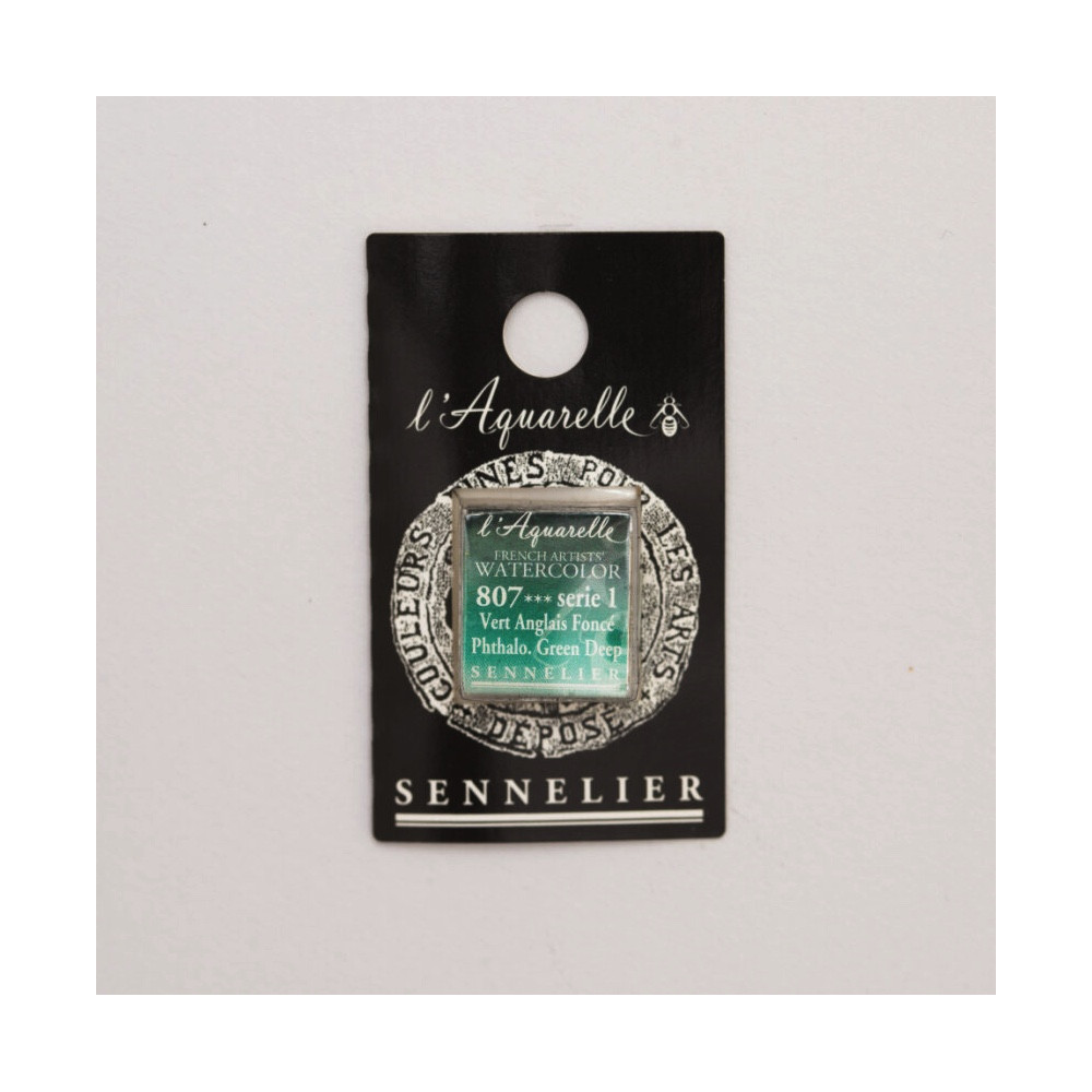 Farba akwarelowa w półkostce l’Aquarelle - Sennelier - 807, Phthalo Green Deep