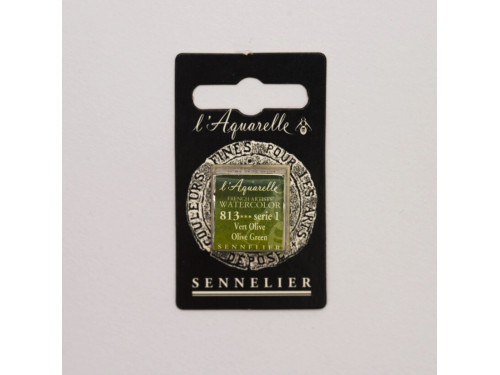 l’Aquarelle watercolor paint half pan - Sennelier - 813, Olive Green
