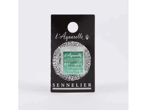 l’Aquarelle watercolor paint half pan - Sennelier - 837, Viridian Green