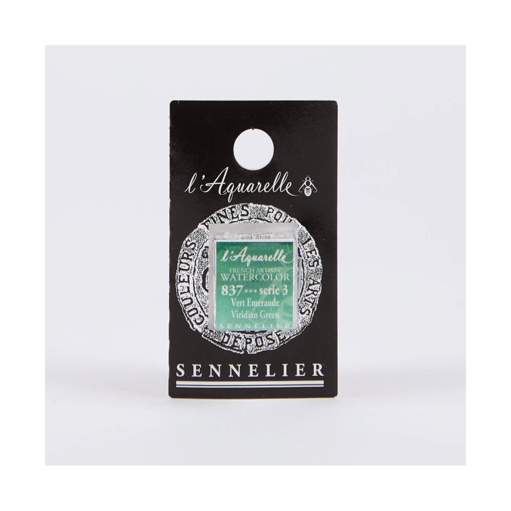 l’Aquarelle watercolor paint half pan - Sennelier - 837, Viridian Green