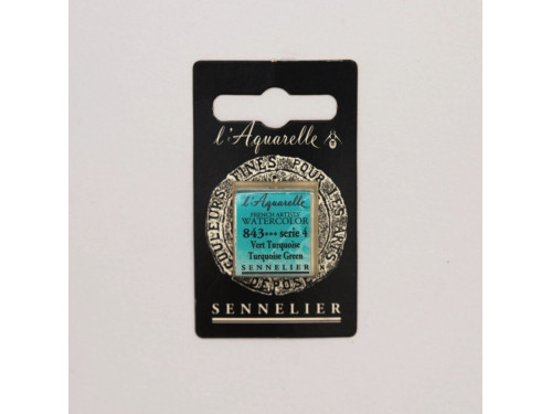 Farba akwarelowa w półkostce l’Aquarelle - Sennelier - 843, Turquoise Green