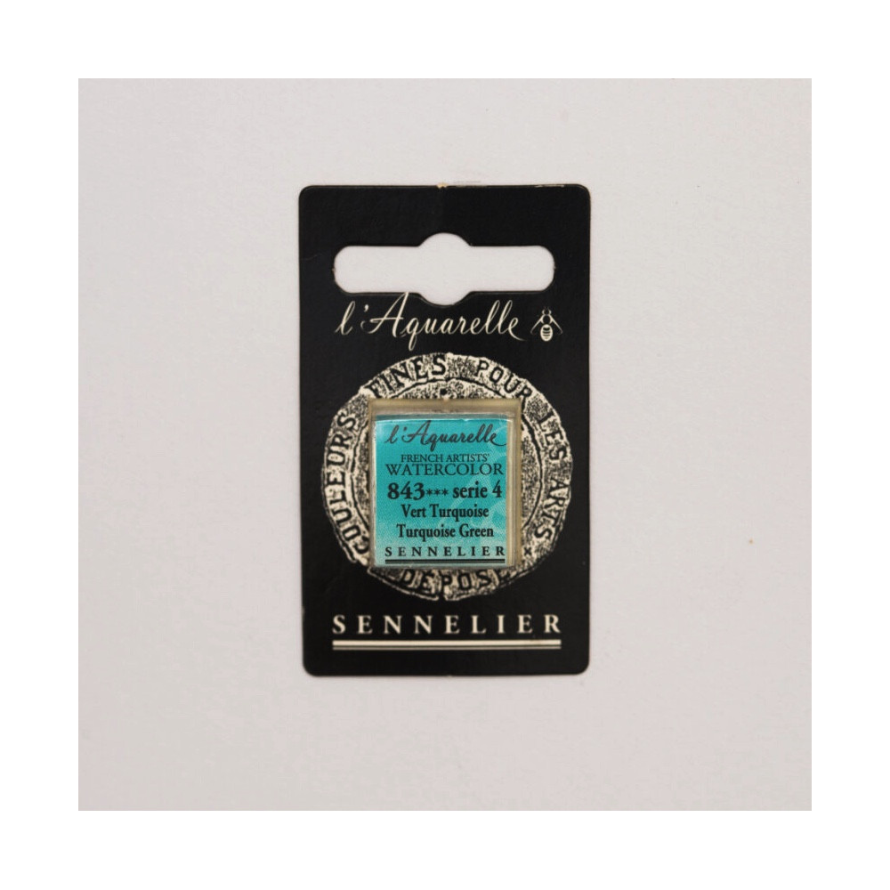 Farba akwarelowa w półkostce l’Aquarelle - Sennelier - 843, Turquoise Green