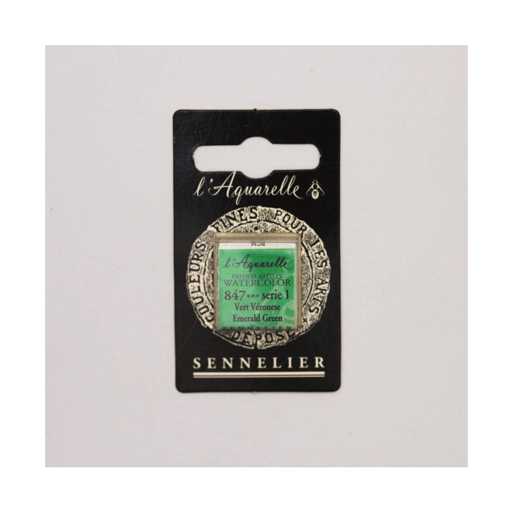 l’Aquarelle watercolor paint half pan - Sennelier - 847, Emerald Green